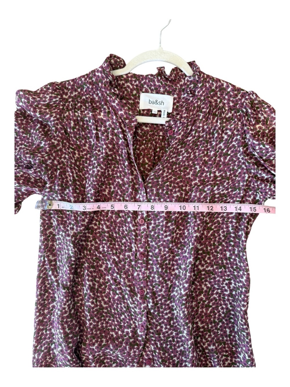 ba&sh Maroon Multi-Print Button-Down Blouse - Picture 3 of 8